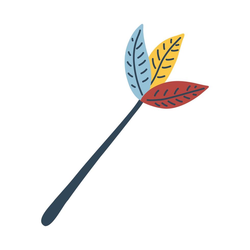 Cat feather toy in cartoon flat style isolated on white. Vector illustration of kitten accessory.