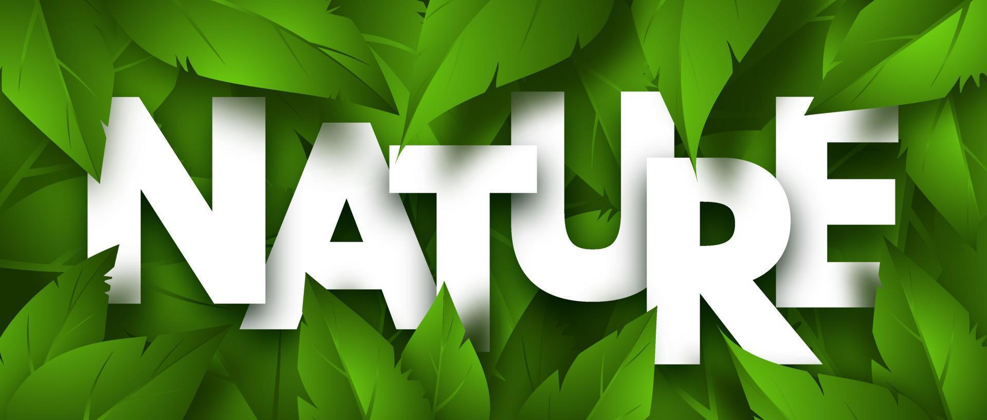 Nature concept banner with lush green foliage. Vector Illustration