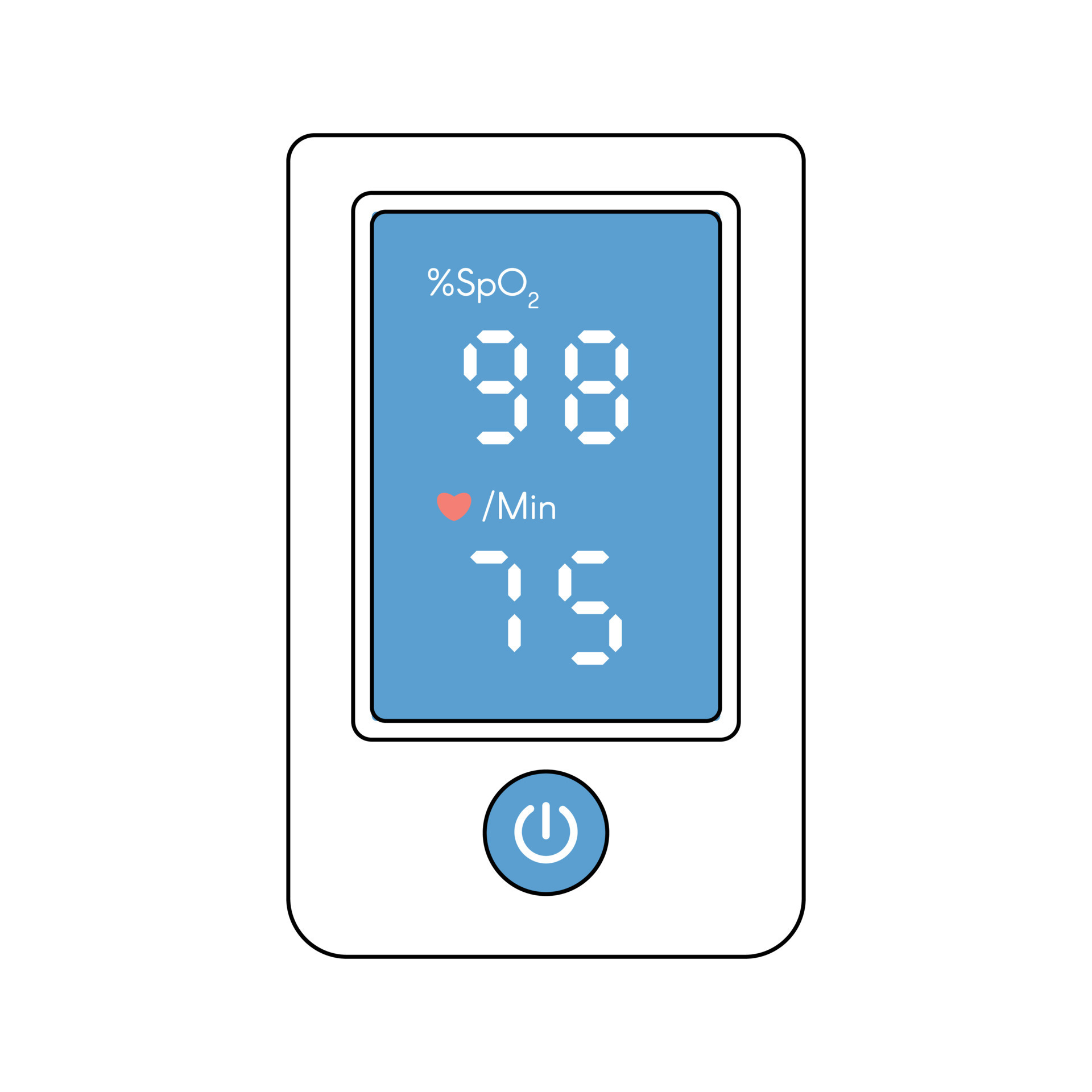 Pulse Oximeter with normal value. Digital device to measure oxygen