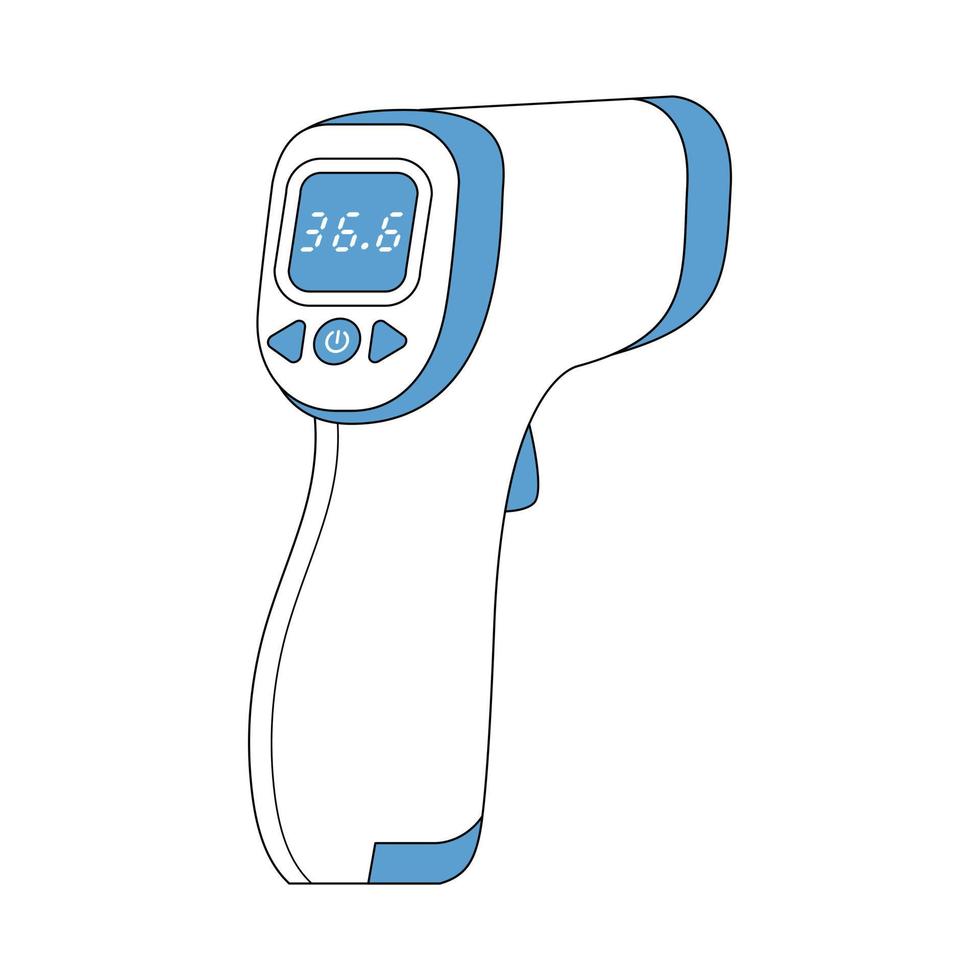 Digital non-contact infrared thermometer. Medical thermometer measuring body temperature. vector