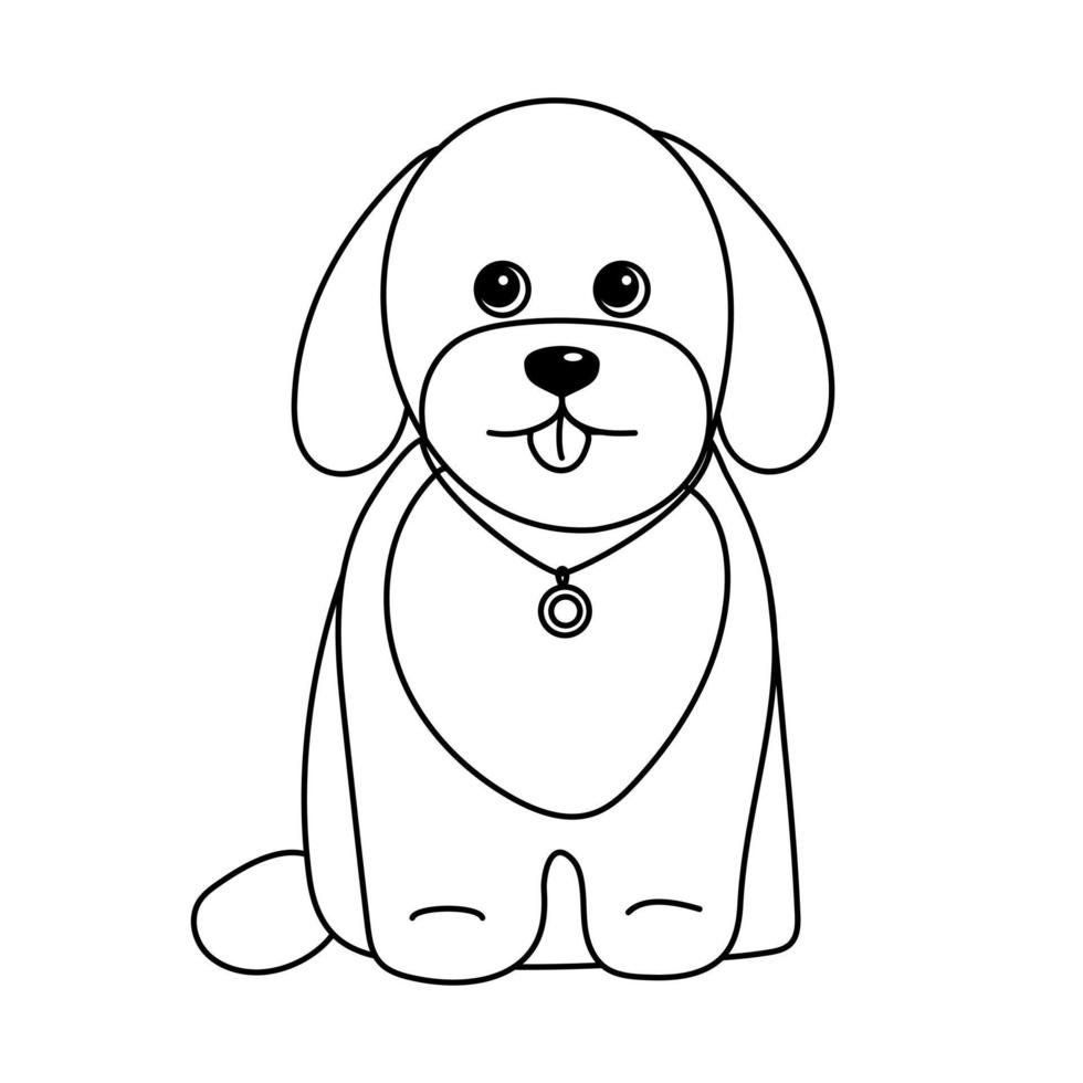 Maltipoo dog colouring page. Outline vector illustration