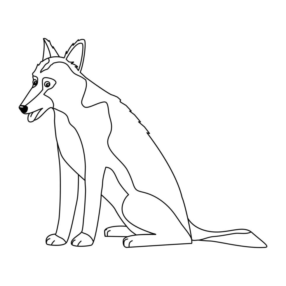 German shepherd dog colouring page. Outline vector illustration