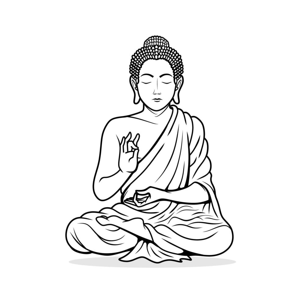 Creative Illustration line art For Happy Buddha Purnima, Vesak holiday festival background vector