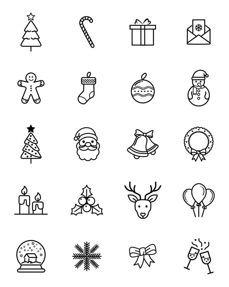 Christmas icons set. Vector illustrations.