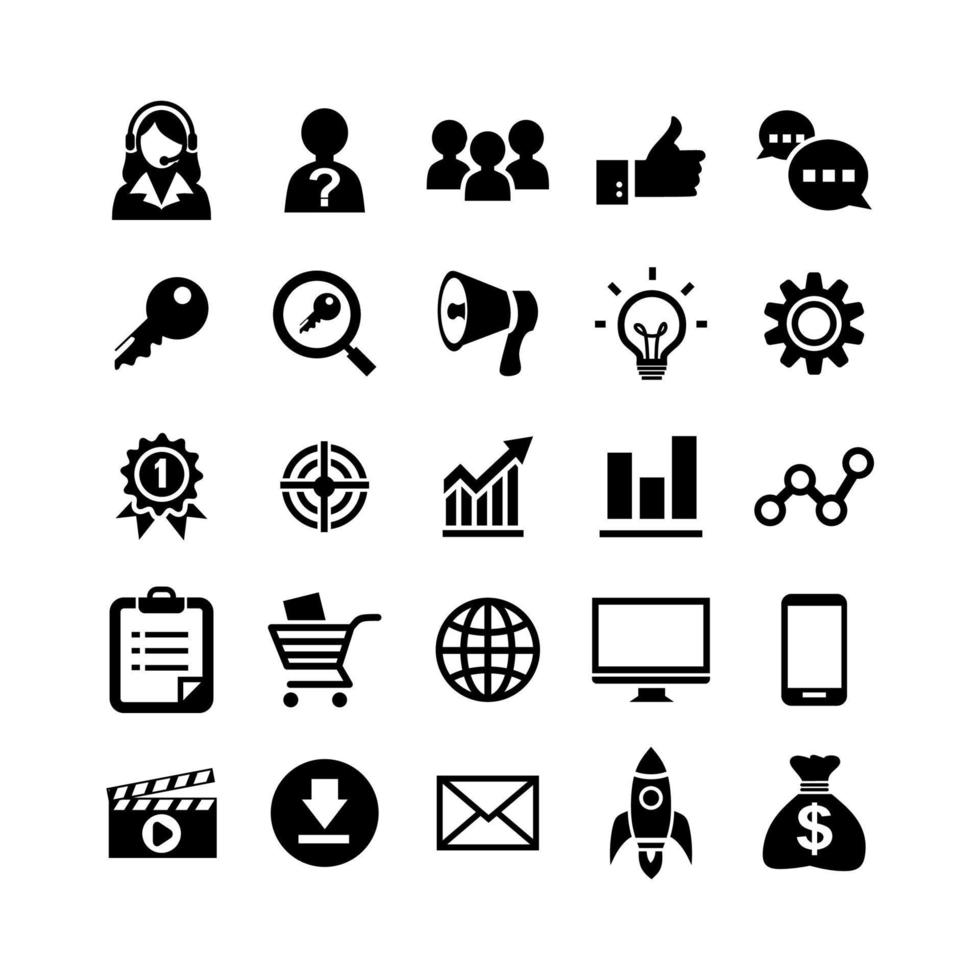 seo and internet marketing icon set vector