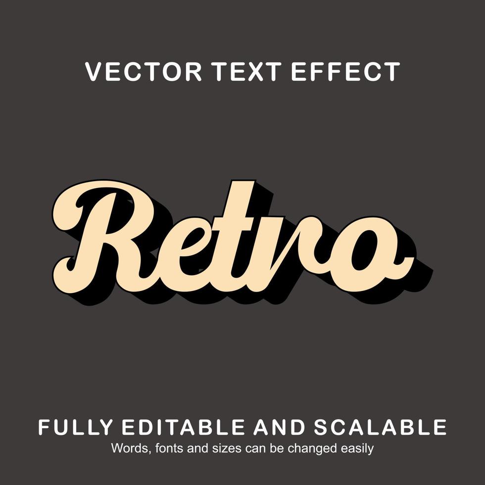 efecto de texto editable estilo de texto retro vector premium