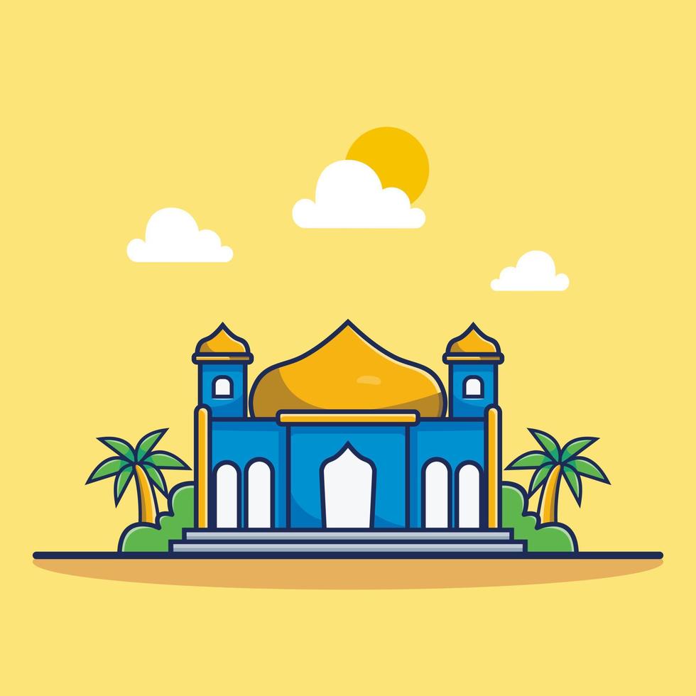 Mosque vector icon illustration, Muslim building icon concept premium vector