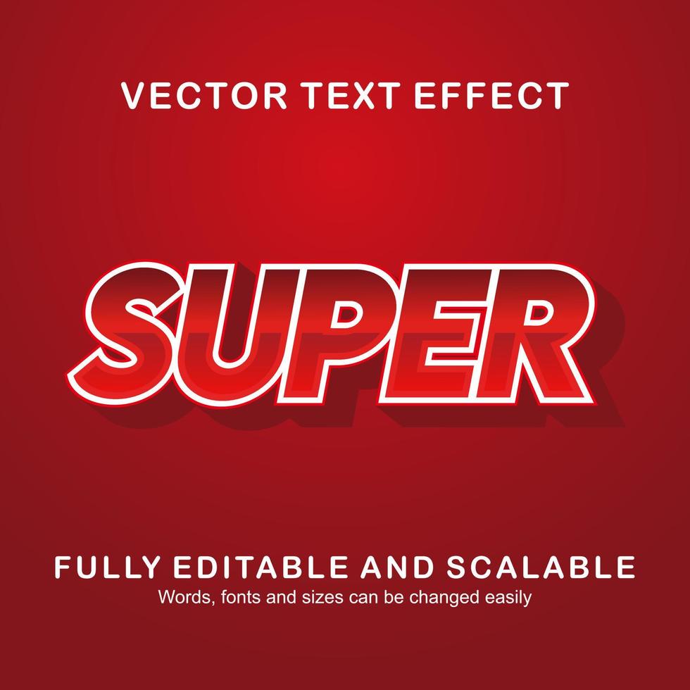 Editable text effect super text style premium vector