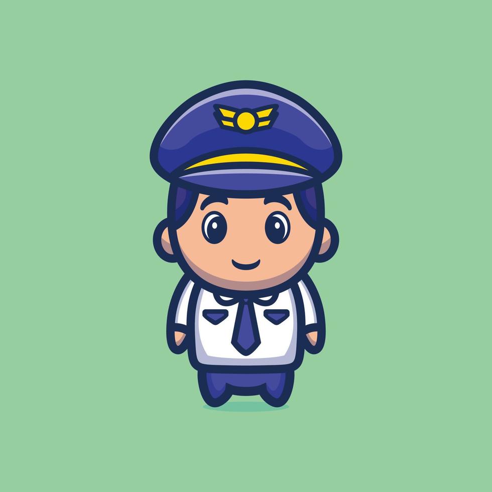 Cute pilot cartoon character premium vector