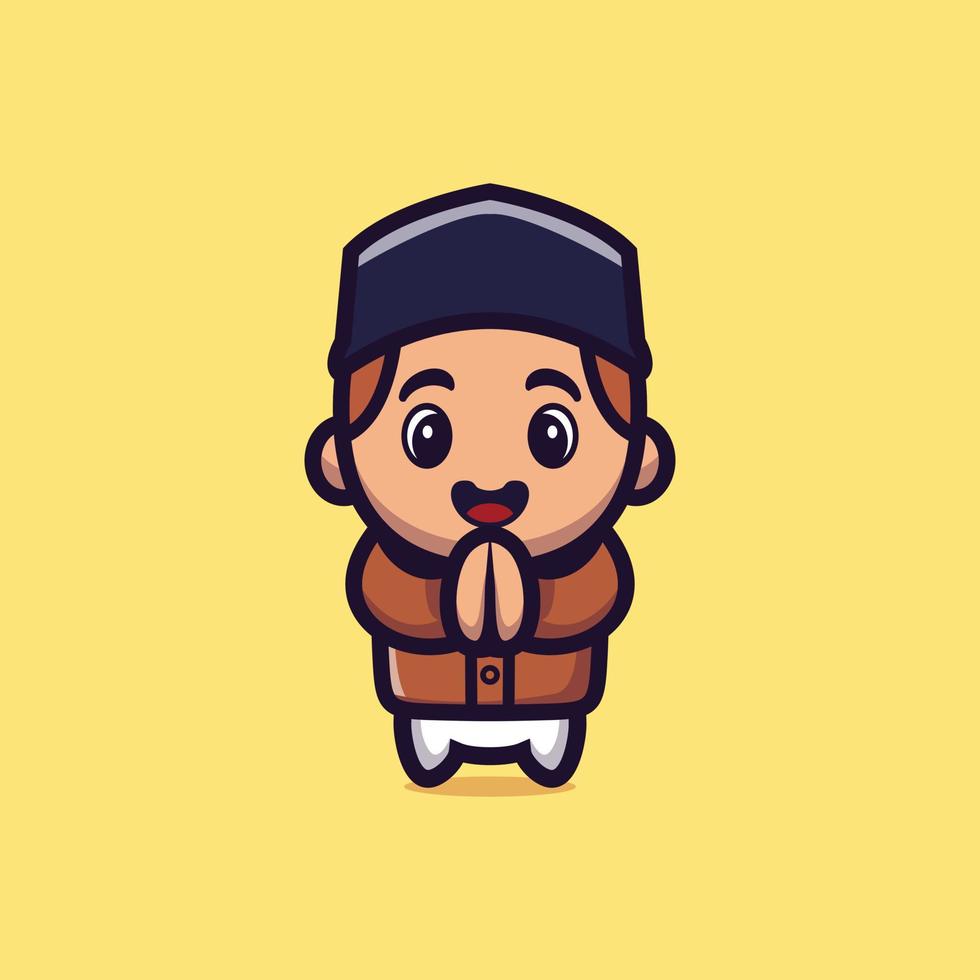 Cute boy muslim character design themed interpret each other, Ramadhan mascot cartoon character vector