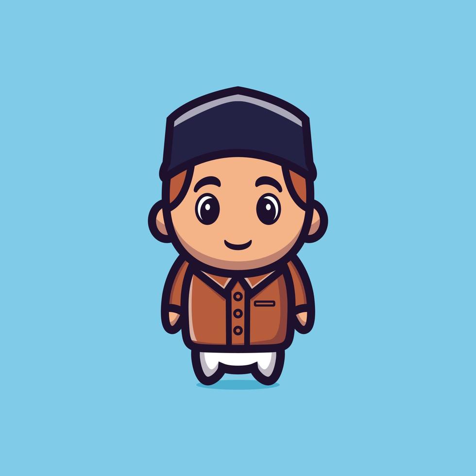 Cute boy muslim character design themed interpret each other, Ramadhan mascot cartoon character vector