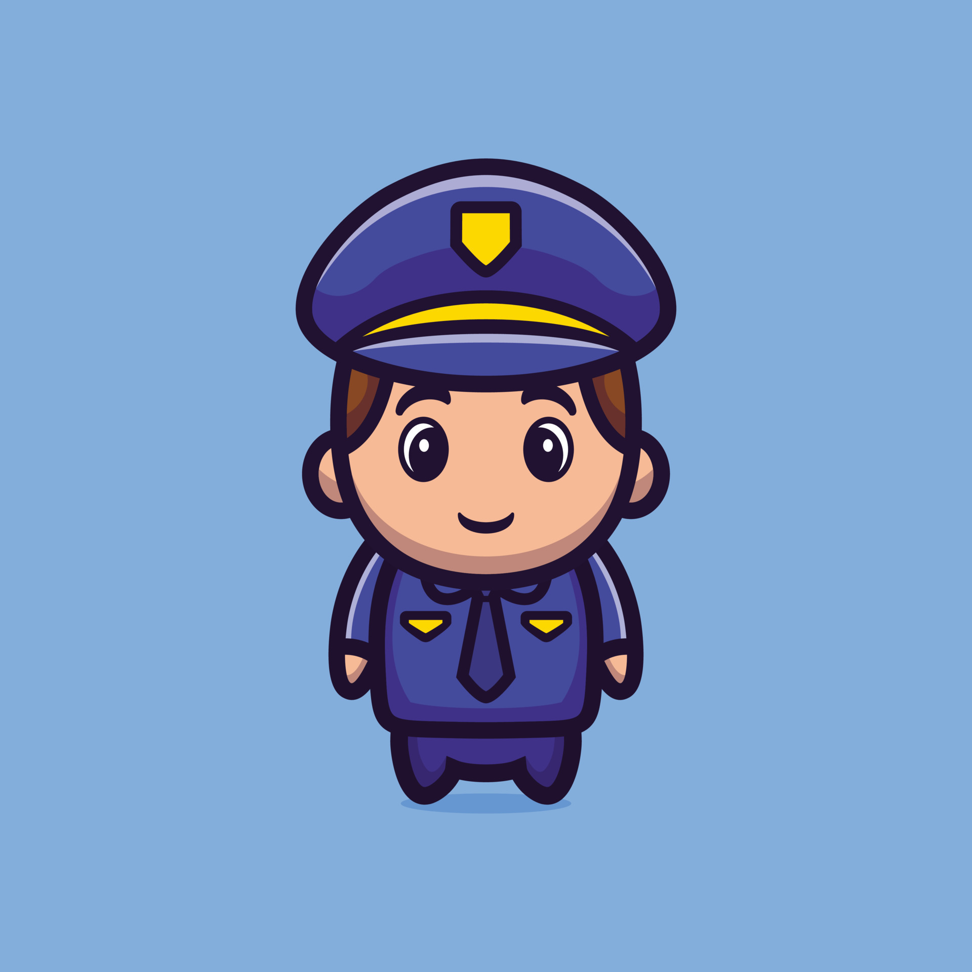 Cute policeman cartoon character premium vector 7534422 Vector Art at  Vecteezy