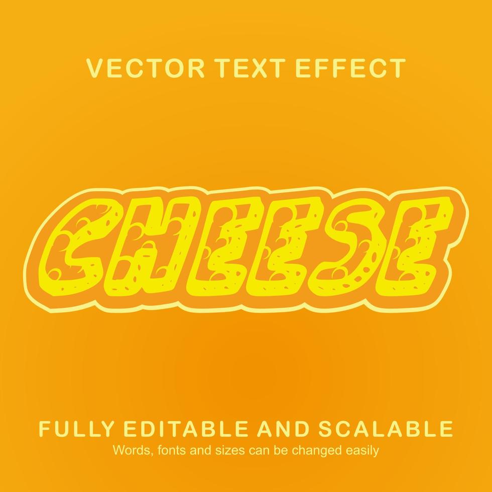 efecto de texto editable estilo de texto de queso vector premium