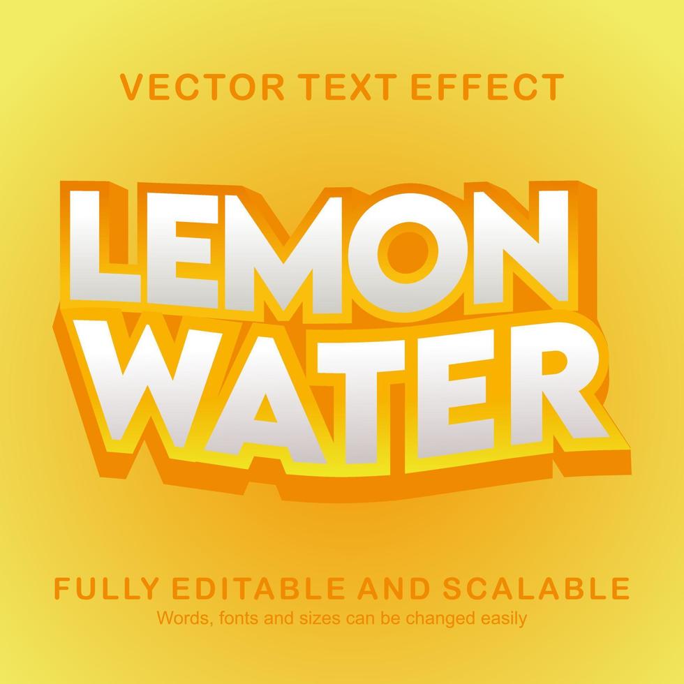 Editable text effect lemon water text style premium vector