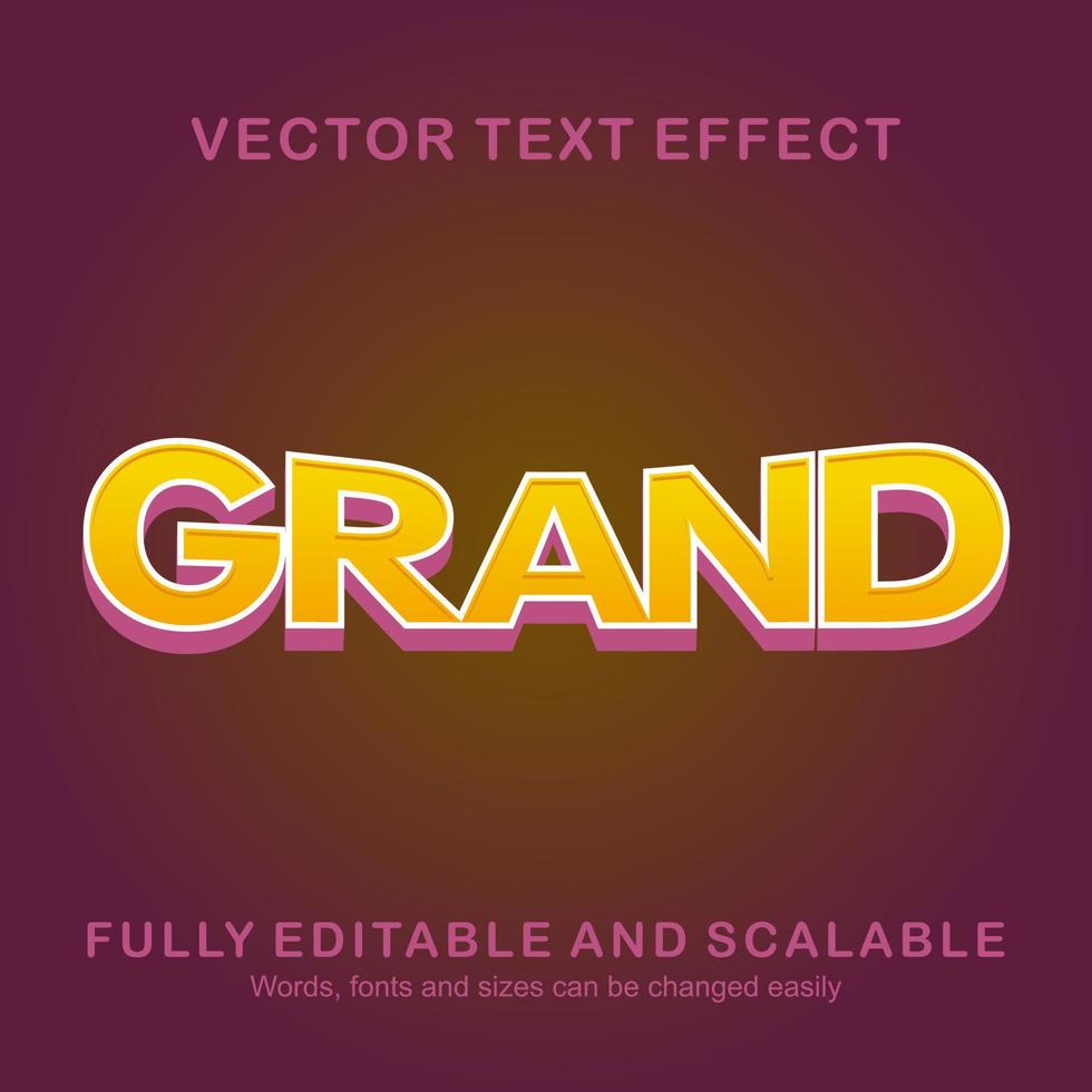 Editable text effect grand text style premium vector