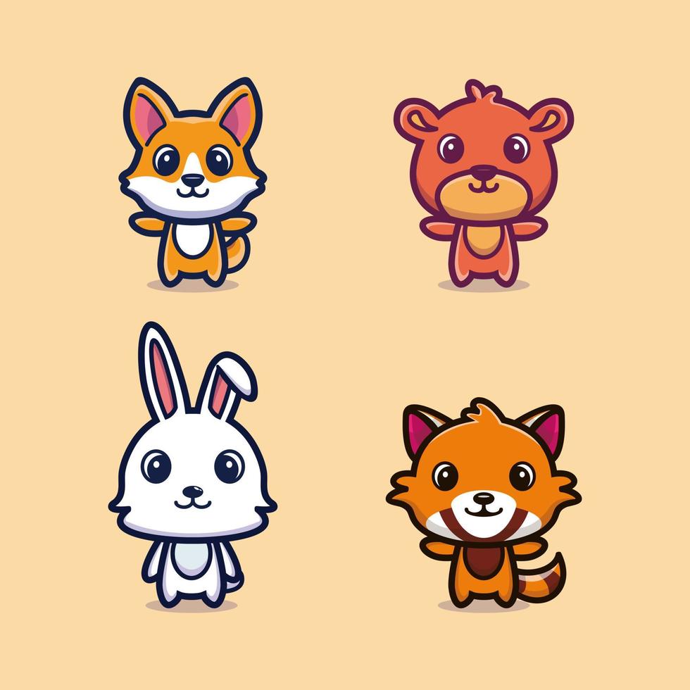 Set of collection animal cartoon vector