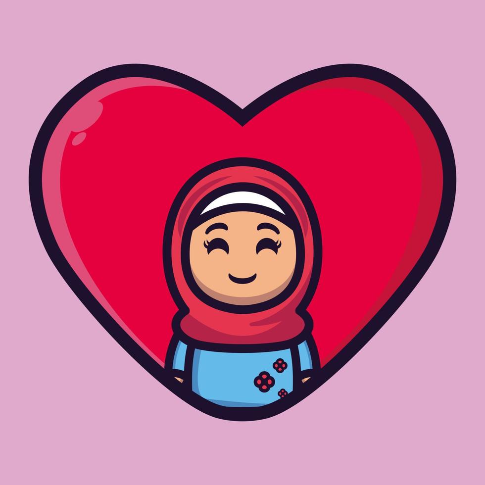 Cute muslim girl vector design character