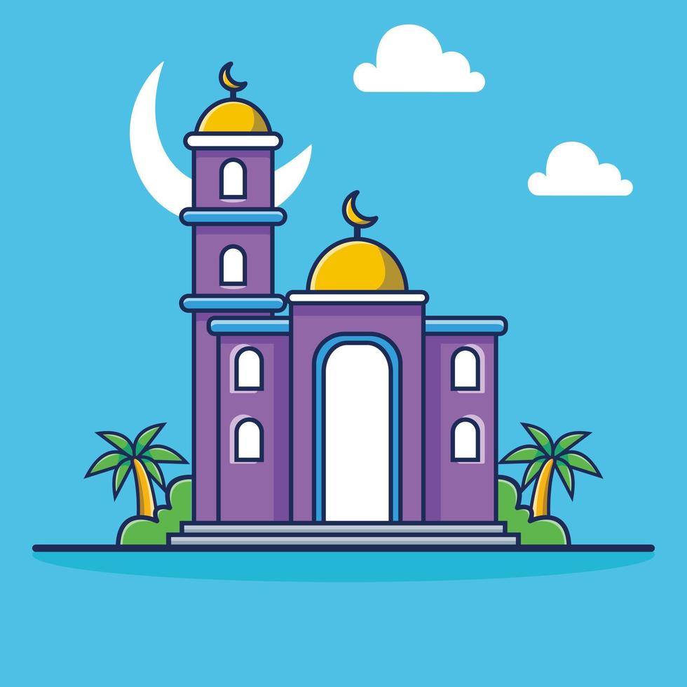 ilustración de icono de vector de mezquita, concepto de icono de edificio musulmán vector premium