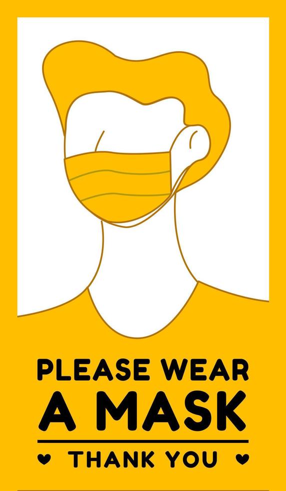 Please wear a mask.Wear Mask sign and symbol vector. Vector attention sign collection .please wear mask avoid covid-19 virus.warning or caution sign.New normal banner concept for business.