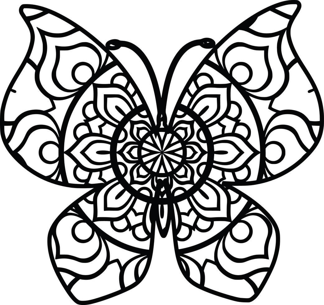 mandala de mariposa, diseño para taza, camisetas, arte de pared. vector