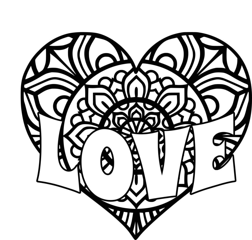 amor del corazón, patrón de mandala vector