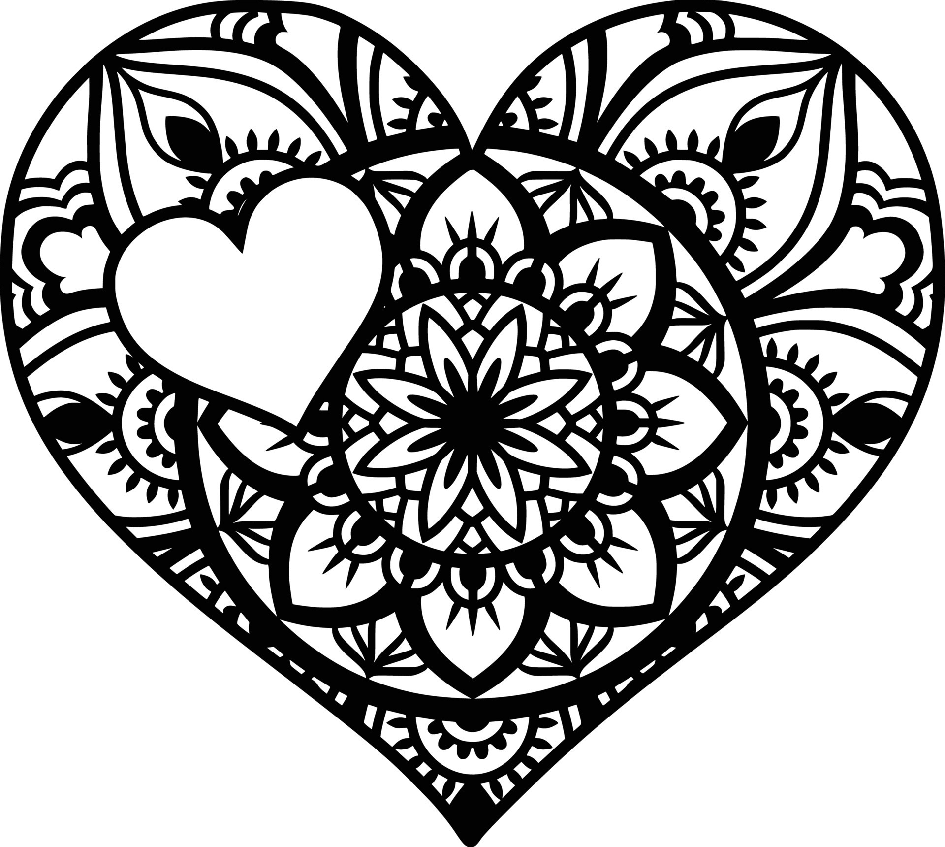 specificatie Voorschrift canvas Heart in heart , mandala 7534736 Vector Art at Vecteezy