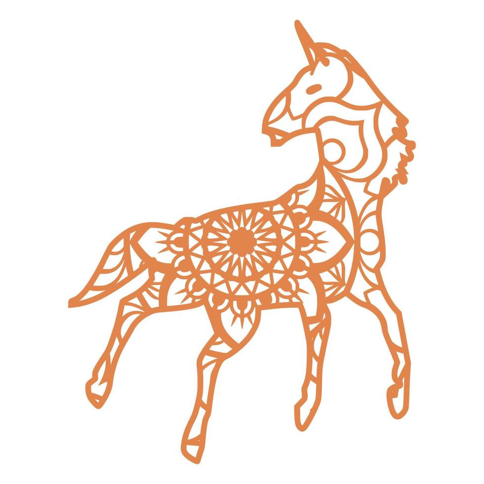 unicornio, patrón de mandala vector