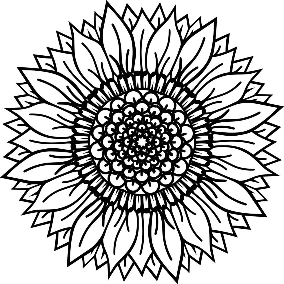 mandala de girasol, diseño para tazas, camiseta vector