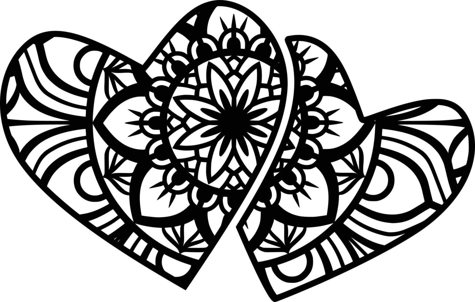 2 HEART , mandala , design vector