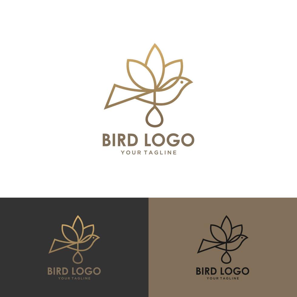 contorno de línea de ilustración de icono de vector de logotipo de colibrí