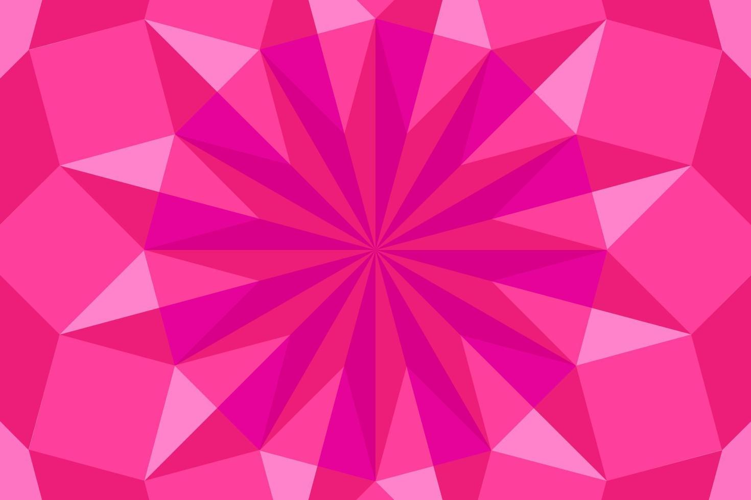 Low poly Geometric star shaped background. Pink Colorful Decorative rosette. Vector illustration