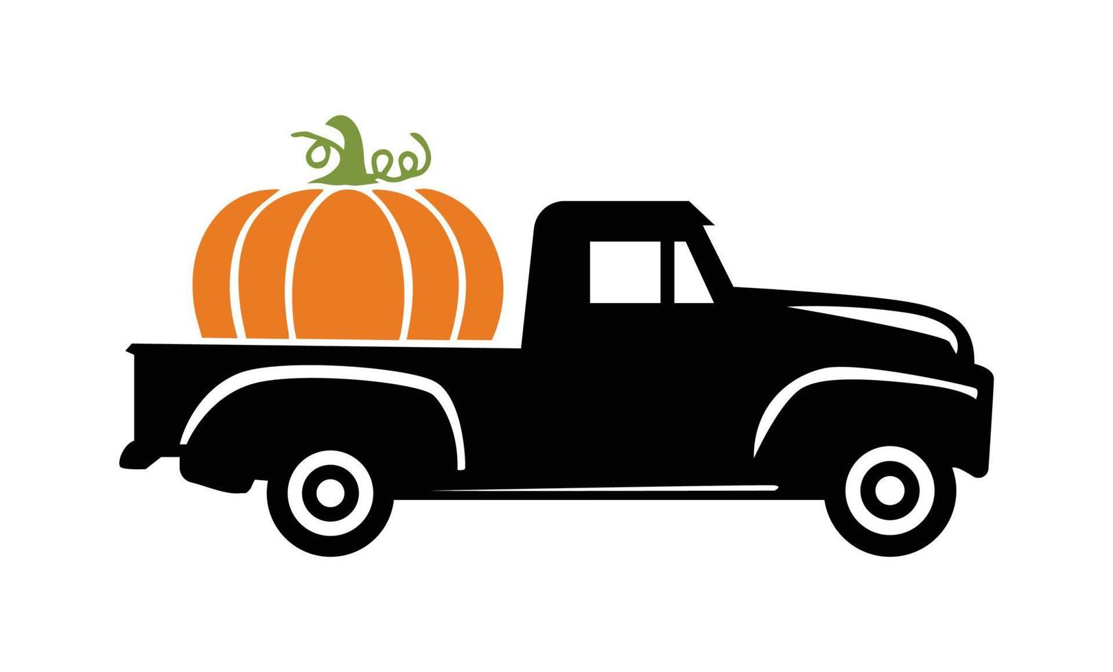 Pumpkin Truck vector, Fall Vintage Truck with Pumpkin Illustration vector