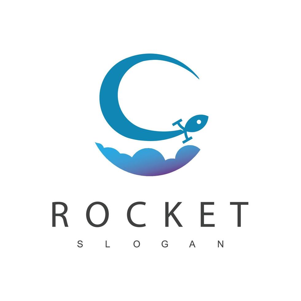 logotipo de lanzamiento, viaje y puesta en marcha de cohetes vector