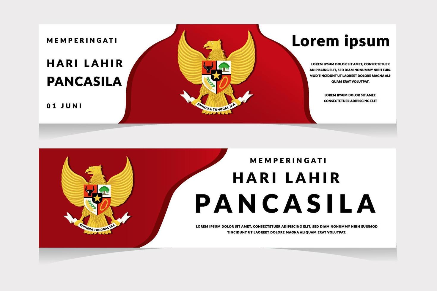 conjunto de plantillas de póster de banner de ilustración de día de pancasila vector