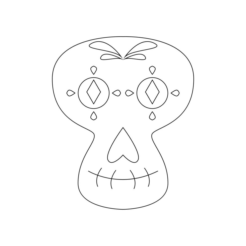 Skull Mask Cinco de Mayo Element Liniear Illustration For Coloring Pages vector