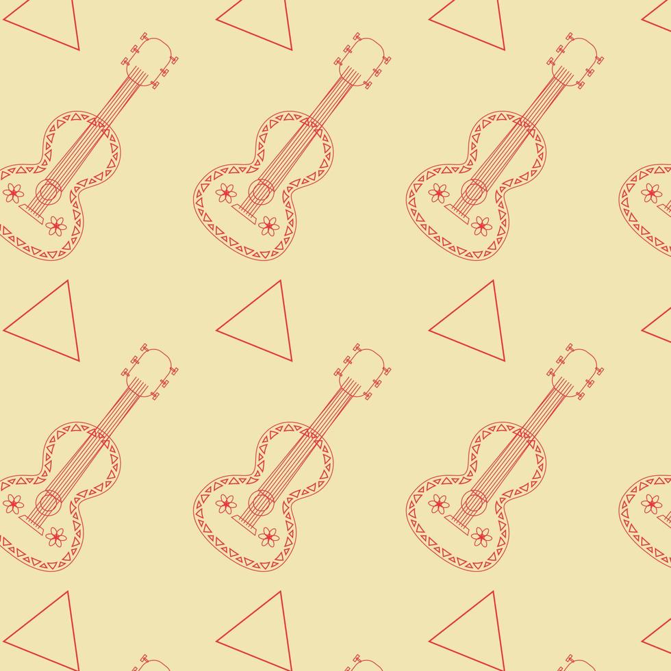 Seamless pattern guitar and Cinco De Mayo triangle vector