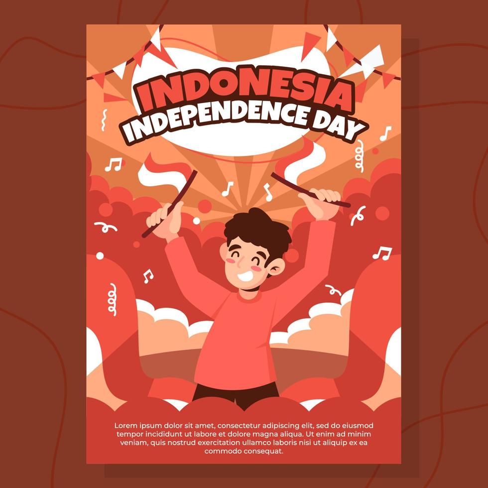 plantilla de póster del evento del día de la independencia de indonesia vector