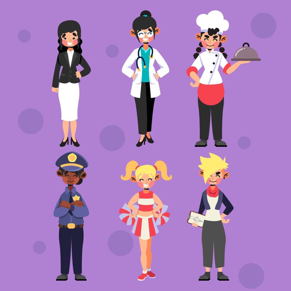 Female Character in Various Professions vector