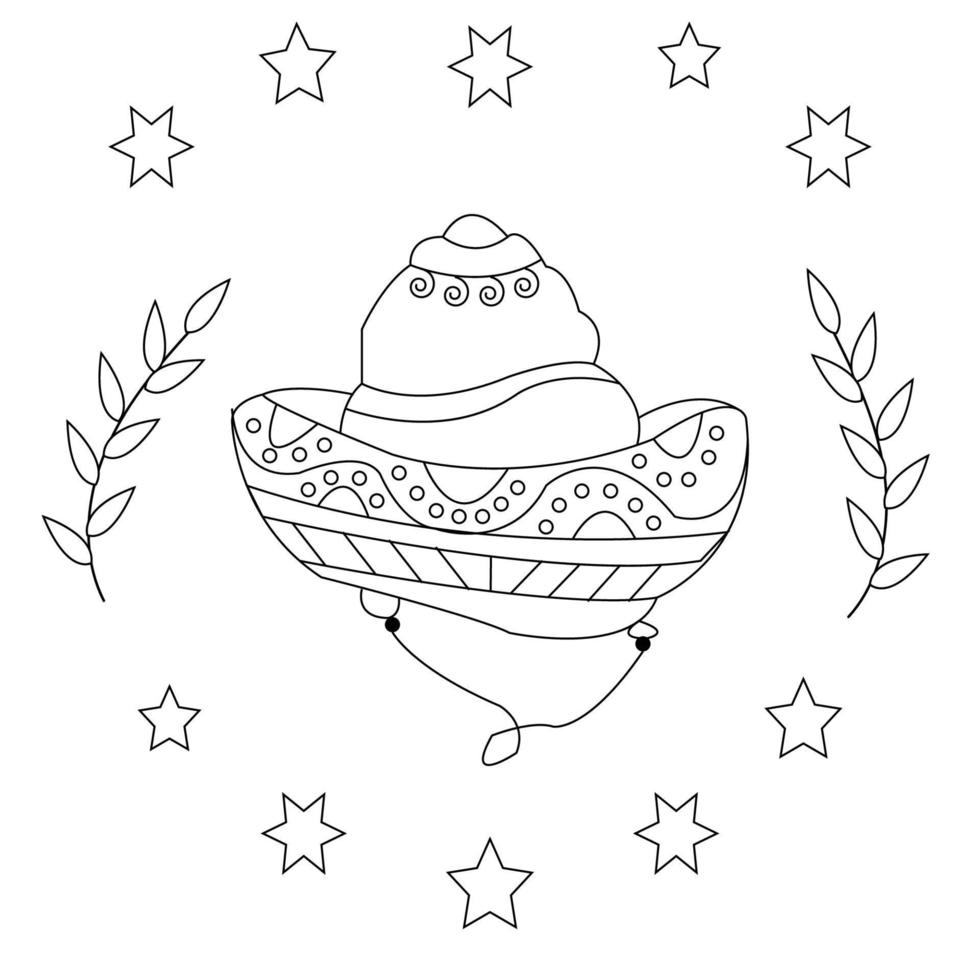 Cinco De Mayo Mexican hat Coloring Pages vector