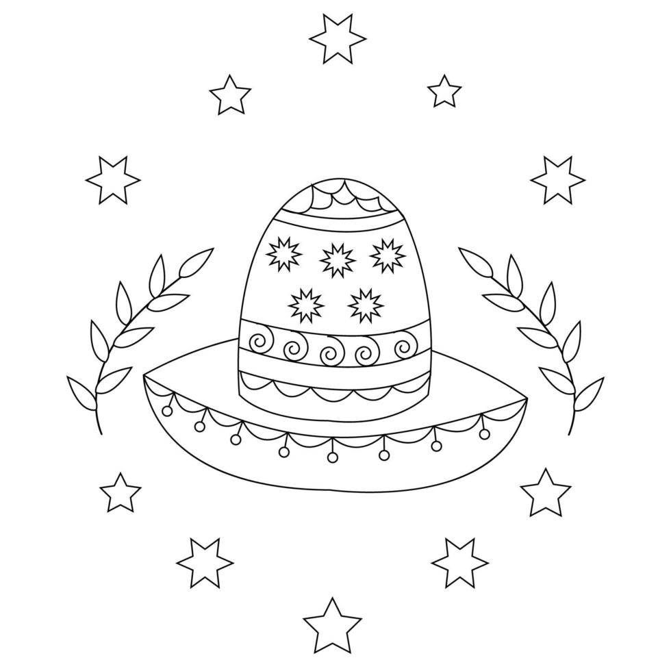 Cinco De Mayo Cute hat Coloring Pages vector