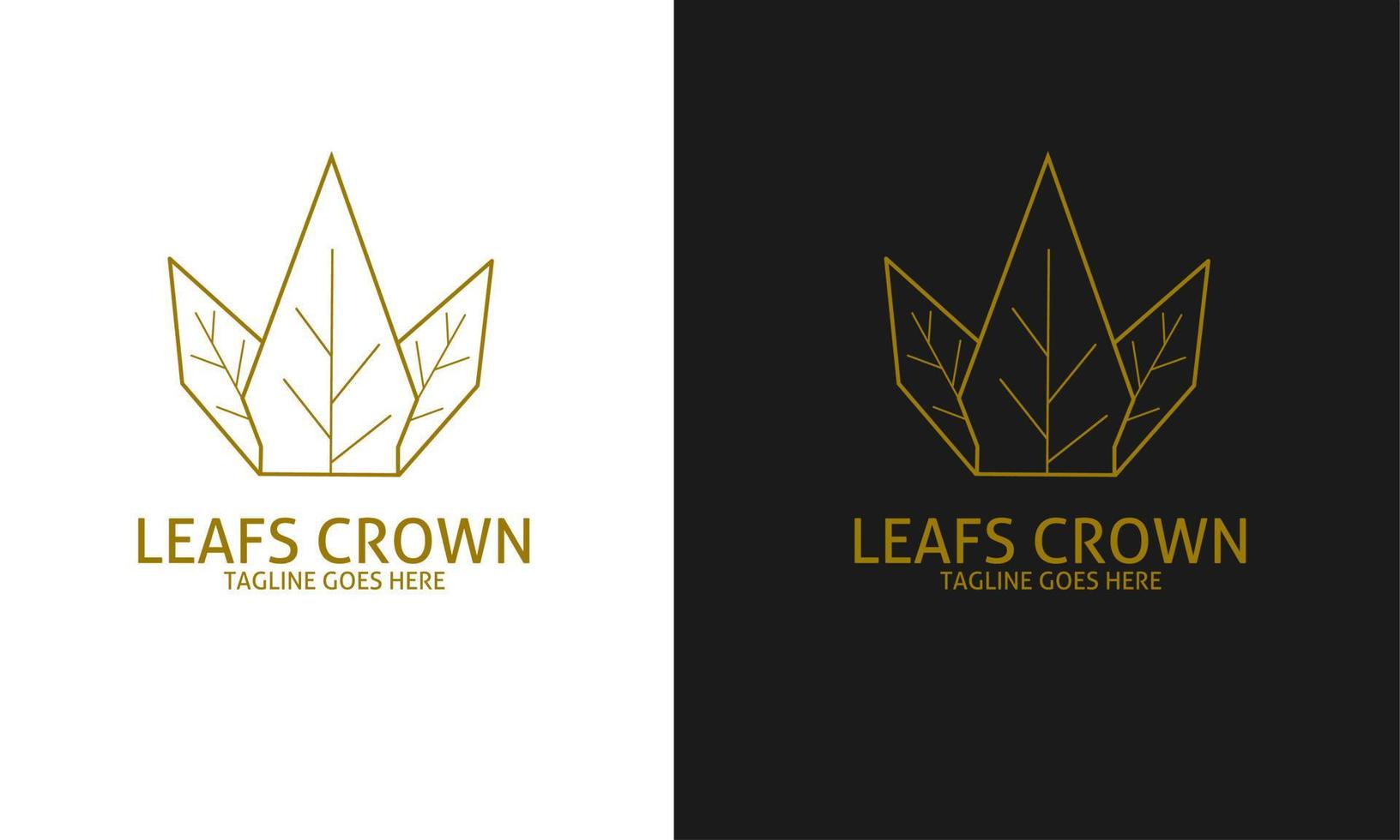 Template logo icon leafs crown gold color vector