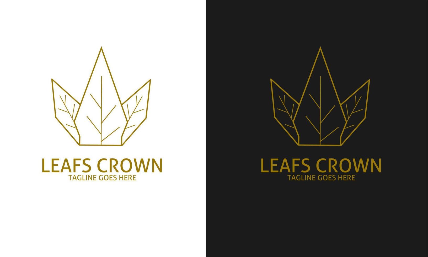 plantilla logotipo icono hojas corona oro color vector