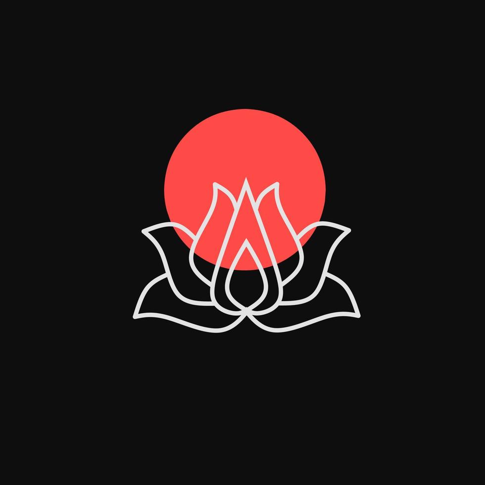Template logo lotus flower line art style design Japan vector