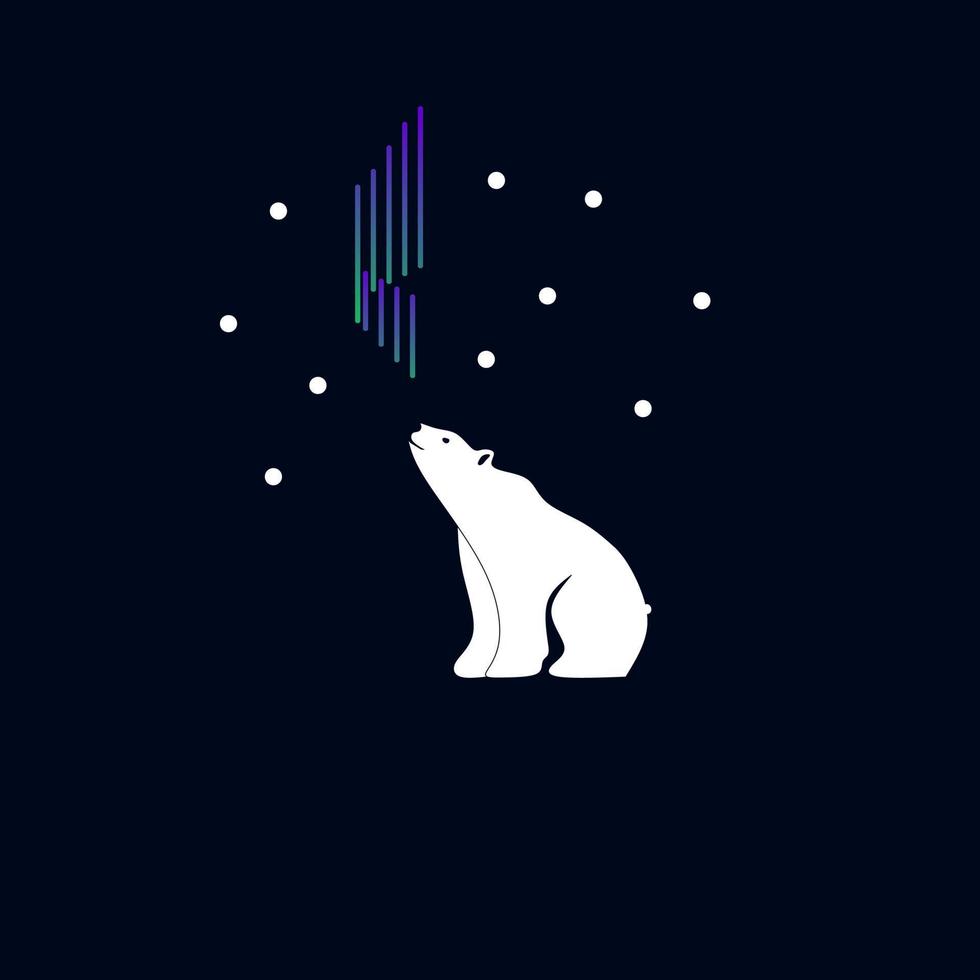 ilustración vectorial gráfico de oso polar y aurora boreal vector