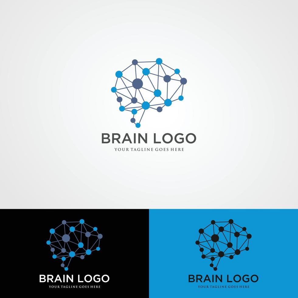 cerebro inteligencia artificial logotipo diseño vektor plantilla gaya lineal. teknologi ai konsep lluvia de ideas logotipo. vector