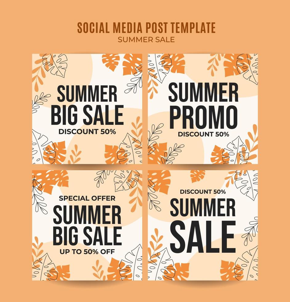 Happy Summer Sale Web Banner for Social Media Square Poster, banner, space area and background vector