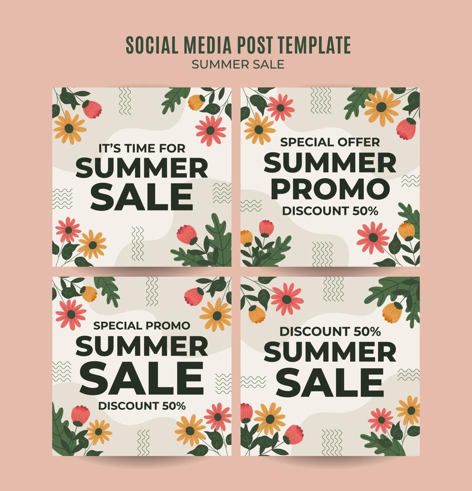 Happy Summer Sale Web Banner for Social Media Square Poster, banner, space area and background vector