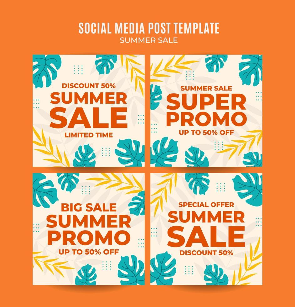 Happy Summer Sale Web Banner for Social Media Square Poster, banner, space area and background vector