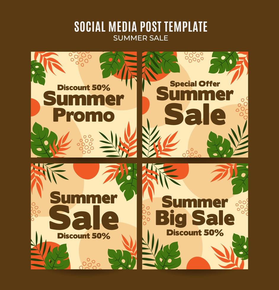 Happy Summer Sale Web Banner for Social Media Square Poster, banner, space area and background vector