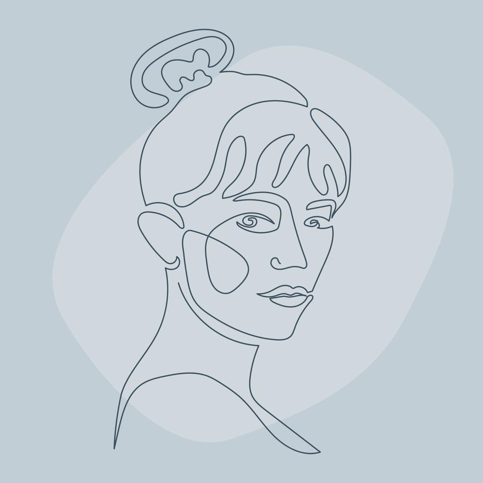 fondo de patrón de retrato de lineart de mujer. obras de arte ahogadas en línea para el afiche de la tienda de belleza, la tarjeta del centro de cosmetología, la pintura de camisetas, el volante de la fiesta de las niñas, etc. vector